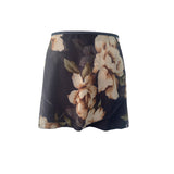 Falda corta azul oscuro rosas grandes beige niña