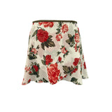Falda corta blanca con rosas rojas niña