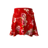 Falda corta flores roja niña