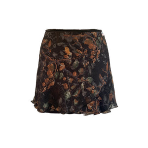 Falda corta shiffón corrugado bohemio