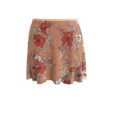 Falda corta mesh canela flores oriental