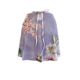 Falda corta mesh lavanda con flores