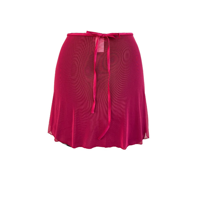 Falda corta basica mesh fucsia