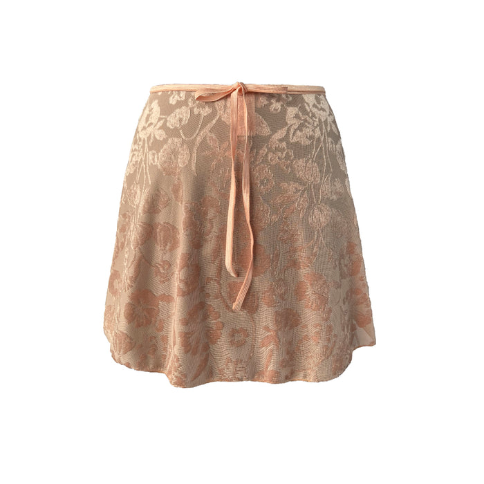 Falda envolvente corta brocado flores terciopelo