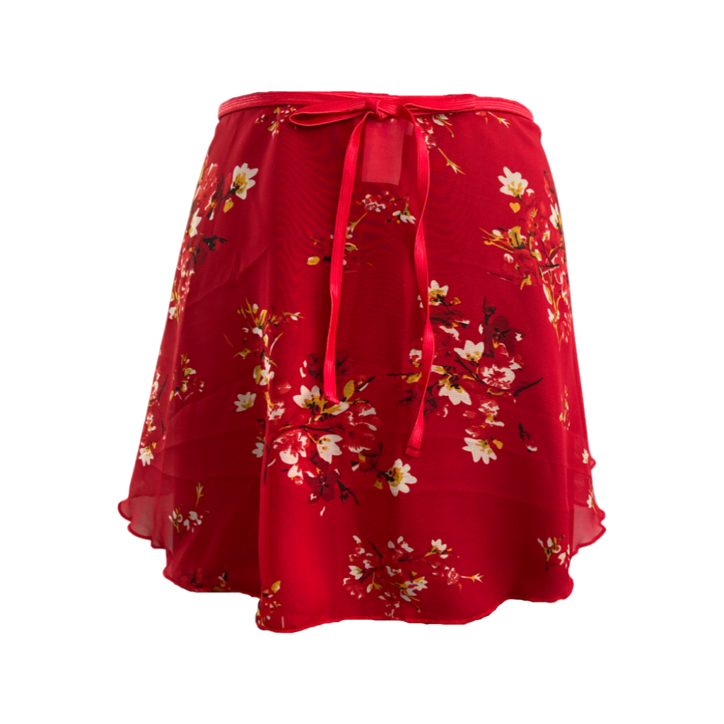 Falda flores roja tipo oriental